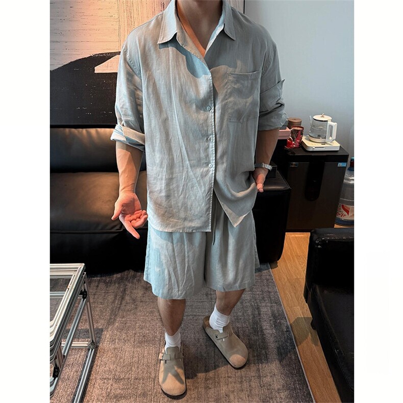 夏季老钱风天丝亚麻宽松休闲短裤DK038-P40,男装牛仔裤,星座1004-3