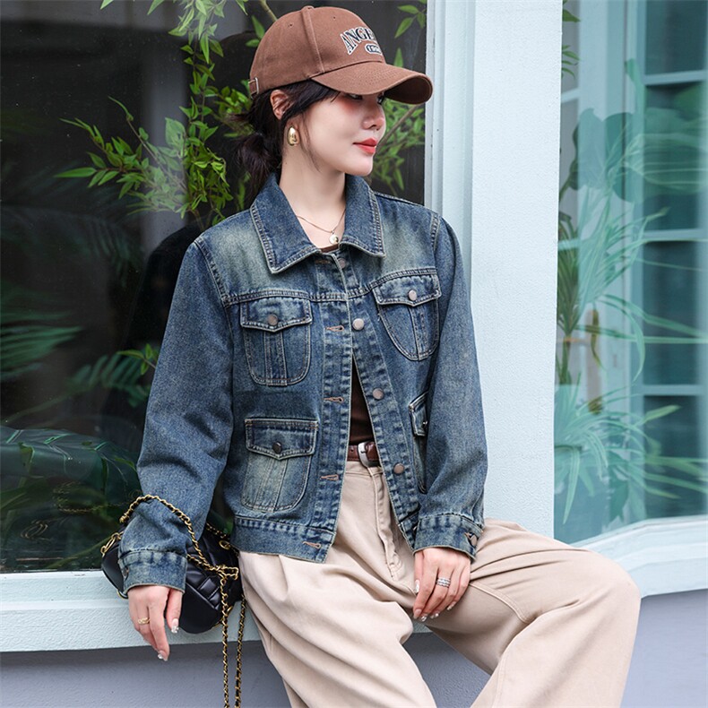 牛仔外套女早秋新款高级感复古牛仔帅气机车街头洋气小个子短外套，女装牛仔外套，跑量工厂店