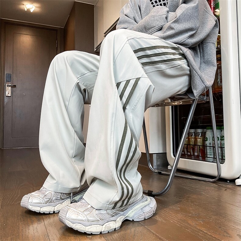 胖子大码条纹休闲降落伞兵裤男女宽松阔腿跳舞运动速干薄款工装裤，男装工装外套，星座601-2