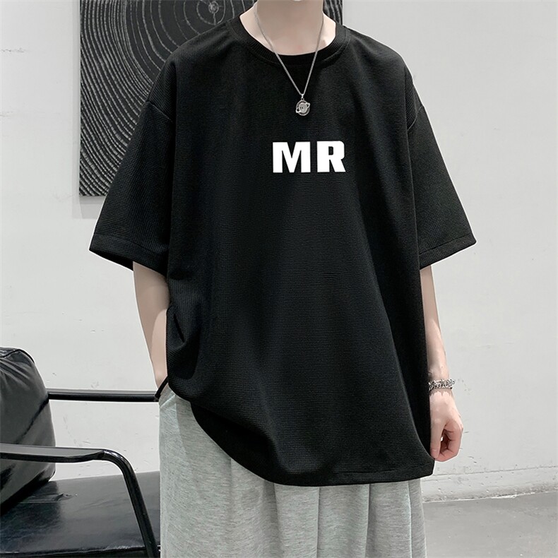 HT73253-P22 华夫格t恤男短袖男大码五分袖 大皂风图片