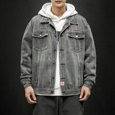 男士牛仔春秋青少年休闲时尚潮流宽松夹克衫外套DF64T，男装夹克，电商A102