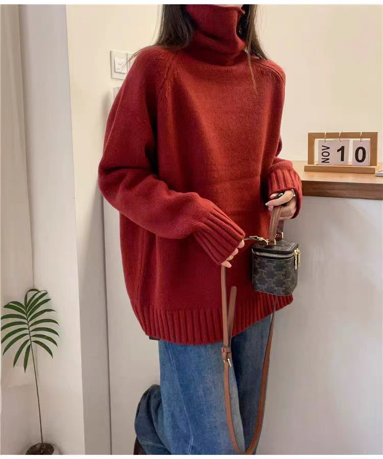秋季新款舒适显瘦时尚百搭五针堆堆领针织衫,女装羊毛衫,恒恩羊绒