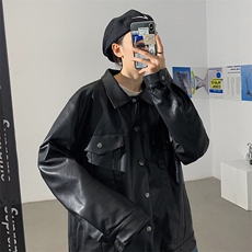 秋季翻领机车皮衣短款皮衣情侣百搭外套xz510-1-W32-P65，男装皮衣，星座510-1