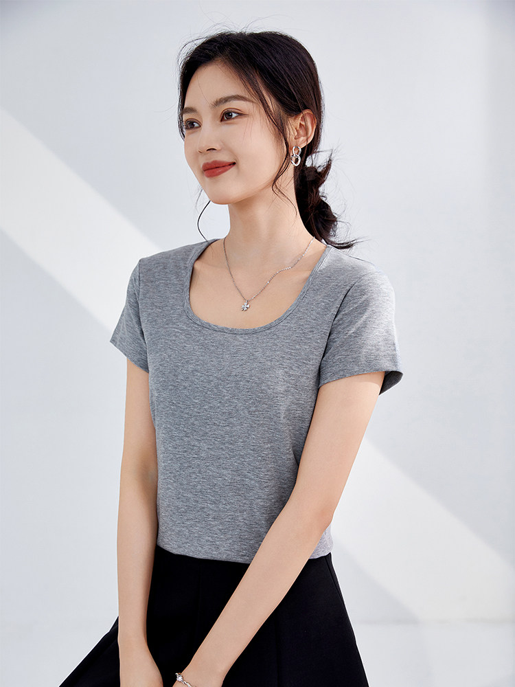 夏季薄款修身显瘦纯色短袖,女装T恤,硕诚羊绒