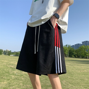 XZ514-2-1521-P43夏季篮球跑步运动裤男麂皮绒学生杠条休闲五分裤图片