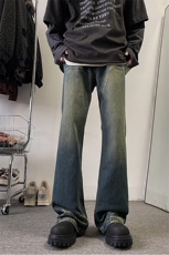 美式ins高街hiphop暗黑重工艺水洗暗黑微喇牛仔裤货号K2407P65，男装牛仔裤，电商A063
