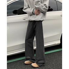 美式灰色阔腿牛仔裤男秋冬复古cleanfit直筒拖地长裤RK2361-P53，男装牛仔裤，星座412-2