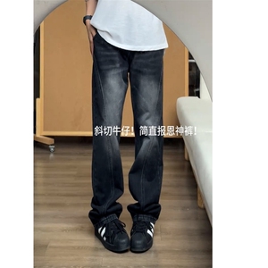 【网图】B221美式ins高街修身斜切微喇牛仔裤LK25574-特P40控68图片