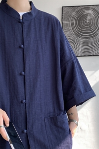 8XL-M  风大码夏短袖衬衫男外套棉麻七分袖上衣CS505P60控78图片
