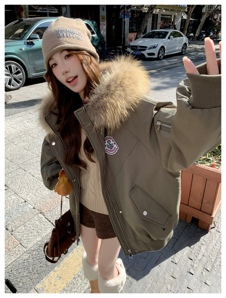 连帽保暖派克服女冬小个子时髦洋气工装短外套,女装派克服,浙宝212A