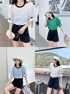 现货 夏季新款，百搭小衫圆领上衣时尚休闲,其它,依林彩格