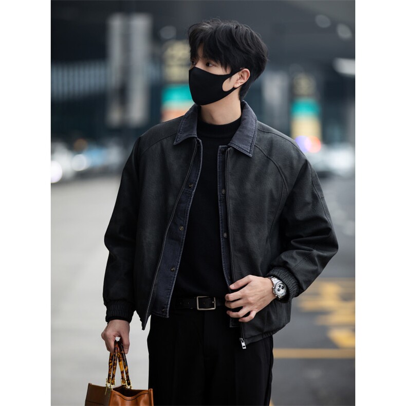 标50绒街拍男士翻领假两件短款皮羽绒服保暖外套5065-P255,男装羽绒服,电商B328