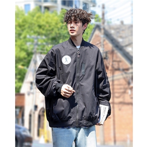复古贴标棒球服情侣休闲宽松夹克外套XZ402-2P88控108JK6603货足