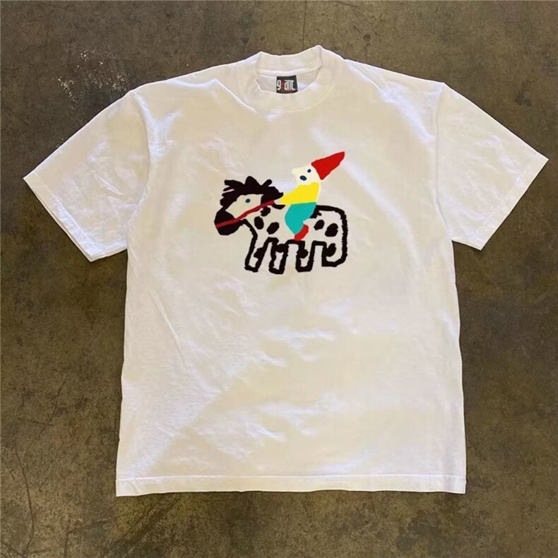 1506/QT0870/P31美式复古抽象图画设计感情侣短袖T恤百搭上衣ins,男装T恤,星座1506