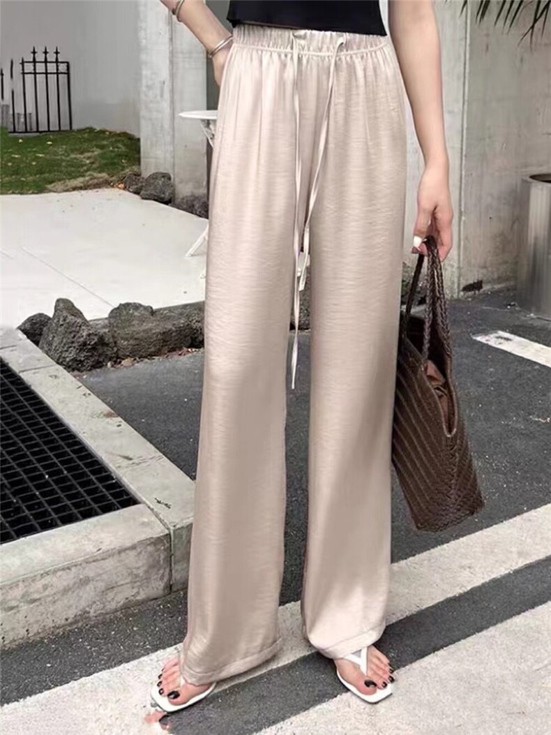 抓花阔腿裤抓花纹理时尚百搭宽松，女装休闲裤，素语电商供货