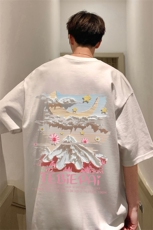 T708大码宽松纯棉运动圆领体恤衫oversize短袖T恤男重磅T，男装T恤，星座304A-1