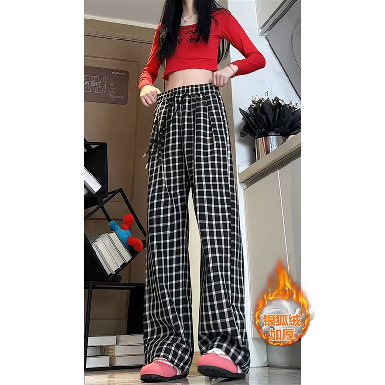 网图慎用保暖宽松格子裤银狐绒休闲阔腿裤K5628J加绒-特P38控68,男装棉衣,电商A001-1