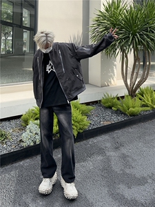 自家图，博主风cleanfit外套男短款撞色美式飞行员夹克JK2407-P95图片