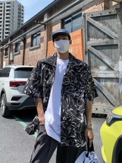 港风痞帅夏季花衬衫男女夏威夷短袖潮流宽松休闲衬衣CS8088-p35，男装衬衫，星座601-2