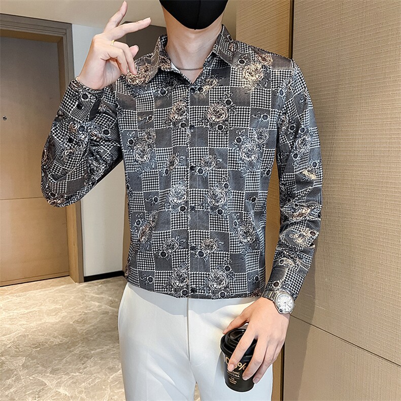社会小伙店主风男士长袖印花长袖衬衫301A-1/CS602/P55,男装衬衫,星座301A-1