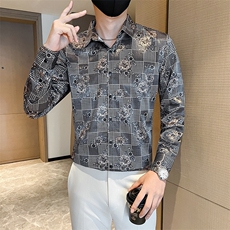 社会小伙店主风男士长袖印花长袖衬衫301A-1/CS602/P55，男装衬衫，星座301A-1