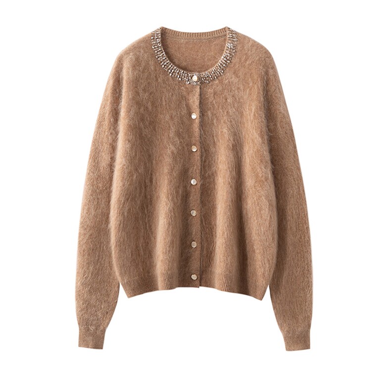 2025年秋季时尚百搭通勤简约休闲重工开衫，女装羊绒衫，万品羊绒