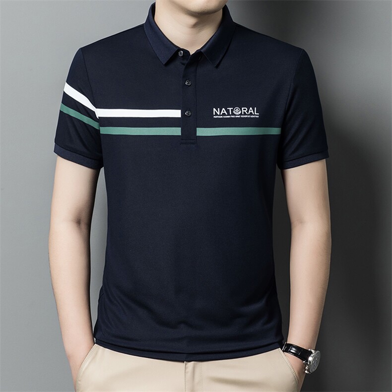 男士polo衫2024夏季棉质休闲短袖t恤男透气条纹T恤BLH823151-P62,男装Polo衫,星座1105-3