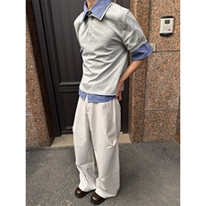 得物抖音高品质二开夏季美式潮牌高街假两件格子衬衣翻领短袖T恤，男装T恤，电商A486