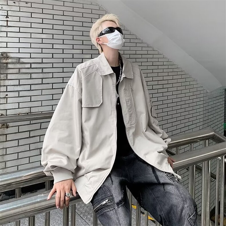 2025新款港风高街春秋薄款翻领休闲飞行服夹克外套1295-P65,男装夹克,星座910-5