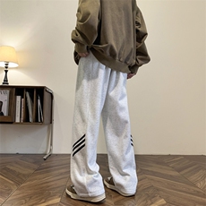 美式重磅针织灰色卫裤男秋冬新款潮牌直筒宽松束脚运动休闲长裤子，男装休闲裤，星座601-2