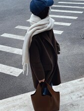 秋冬新款韩版翻领四粒扣中长款羊绒大衣，其它，HJ