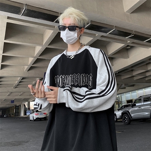 抖音得物供货 提供视频 秋冬重磅美式宽松织带圆领卫衣0740图片