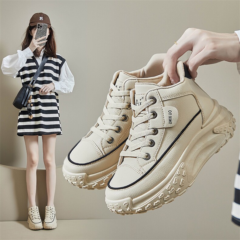 x3184-p95秋季高帮小白鞋新款韩版女学生厚底增高运动板鞋休闲，女鞋短靴，星座1407-3