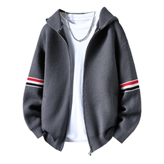 【抖音得物】2025秋季时尚毛衣针织开衫连帽男士宽松长袖，男装针织衫/毛衣，电商A113