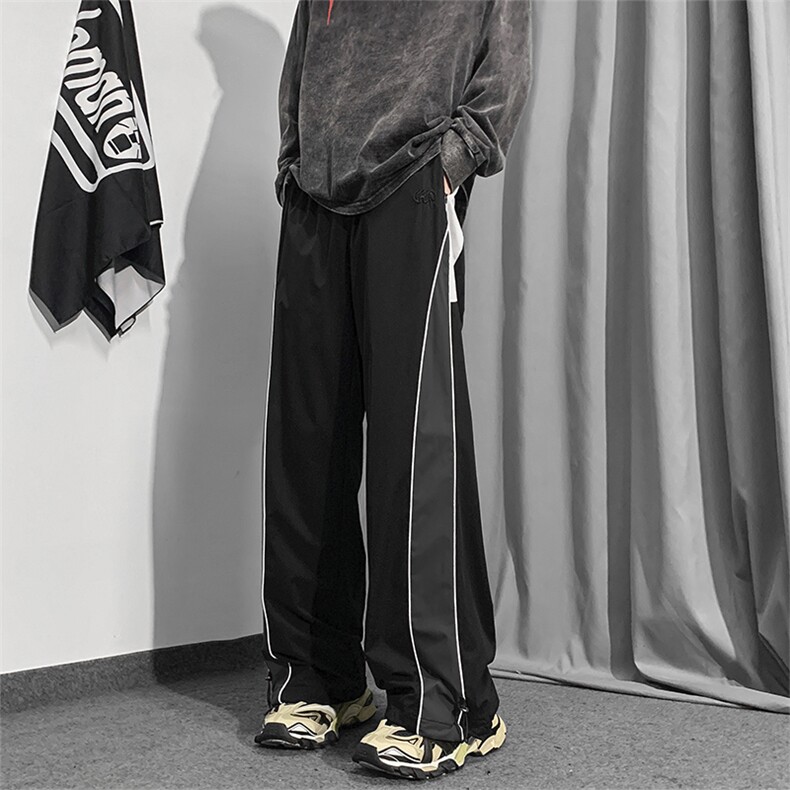 美式高街带拼色休闲长裤2024春夏季薄款垂感百搭裤子男K6331-P45,男装休闲裤,星座512-2