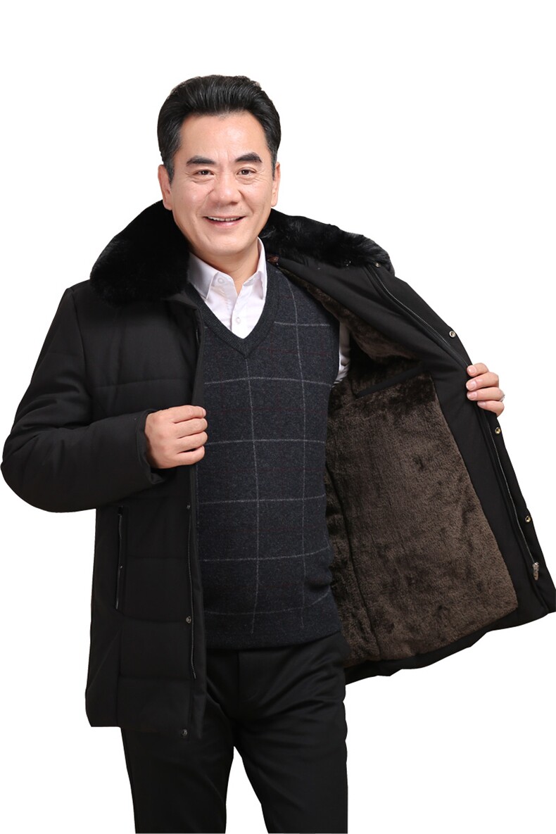 8801/P135冬季外套男中老年厚款棉袄男中长款中年棉服大毛领外套,男装棉衣,星座1216（原钱塘722）