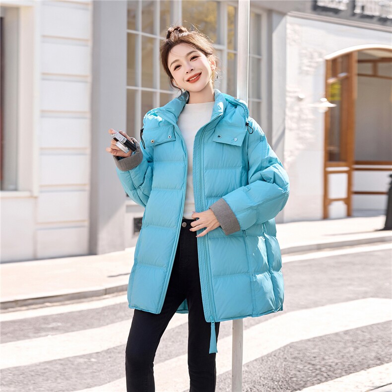 90白鸭绒加厚外套女2025冬新款连帽宽松显瘦云朵泡芙羽绒服中长款,女装羽绒服,2C218