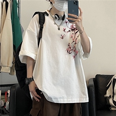 抖音品质直播得物风新中式印花短袖T恤dcm296-特批20控38，男装T恤，星座605(原A050)