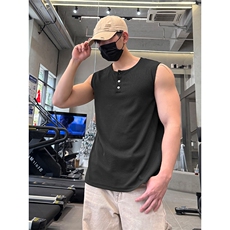 宽松无袖痞帅街头坎肩上衣经典亨利领华夫格背心HY738TP28控48，男装背心/马甲，电商A102B