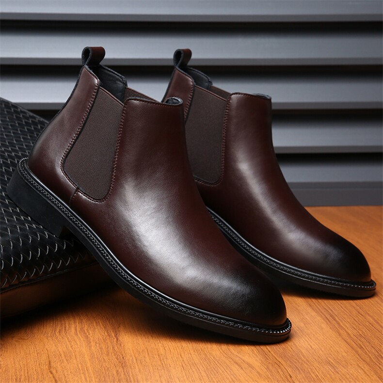 X4283-145切尔西靴男士2024冬季英伦风马丁靴加绒短靴，男鞋切尔西靴，星座1407-3