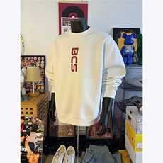 假模图撞色明线字母简约圆领套头卫衣宽松潮新款潮牌外套男P48，男装卫衣，电商C306-1