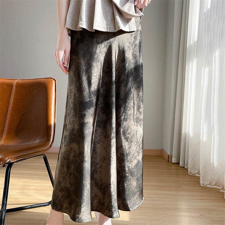 春夏薄款法式经典醋酸鱼尾针织女款垂感百搭半身直筒裙，女装半身裙，丹芙娇羊绒