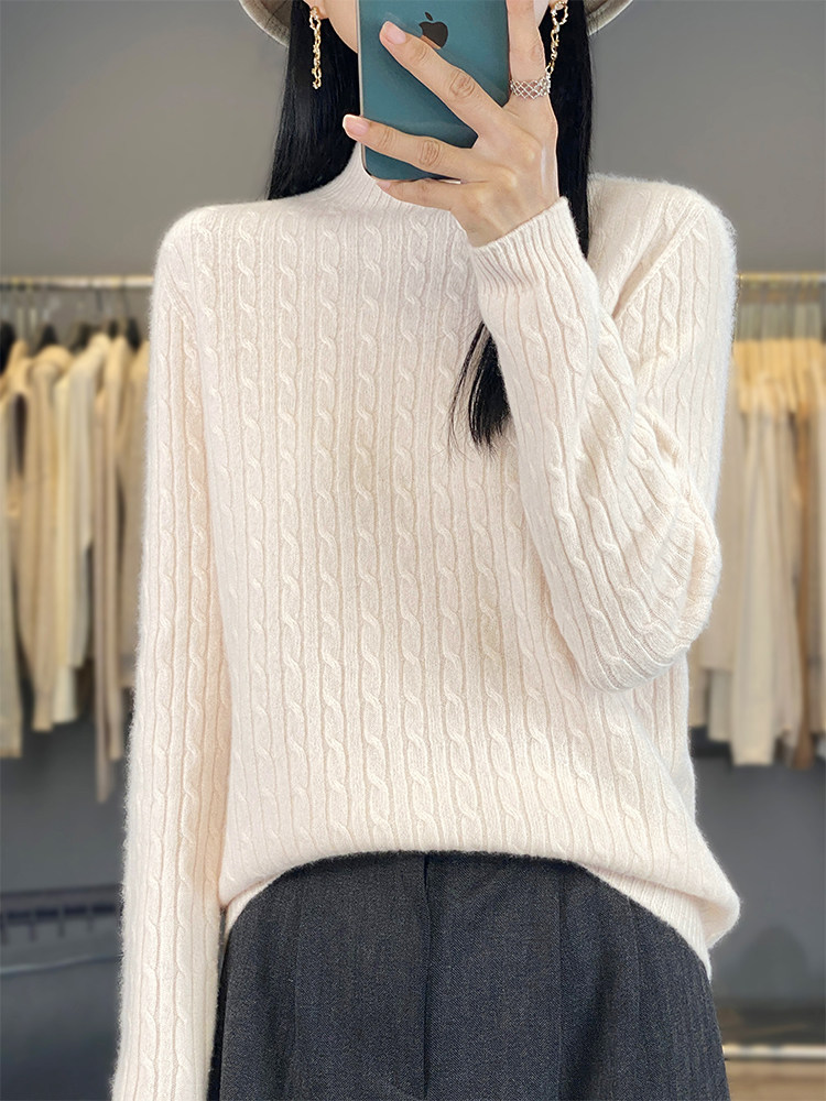 2025年秋季新款百搭一线麻花，女装羊毛衫，浙麦羊绒