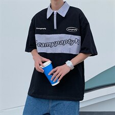 夏季新款宽松版翻领Polo衫设计感小众学院风半袖T991-P30，男装Polo衫，星座512-2