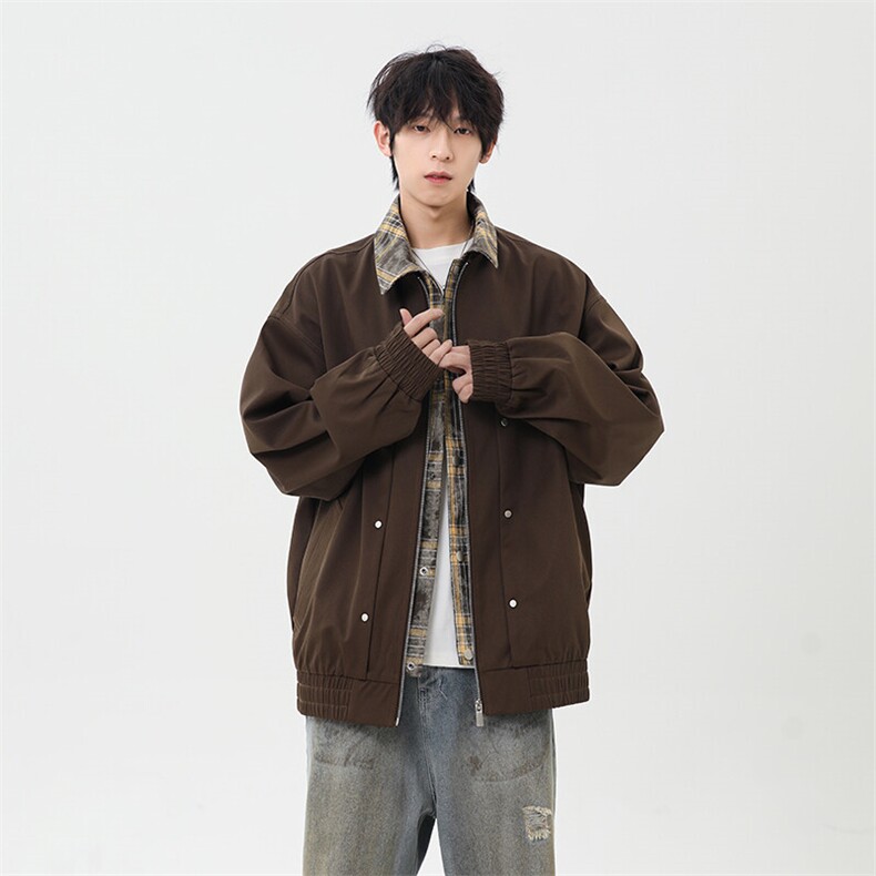 2025上新休闲痞帅工装翻领假二件夹克得物二开XZ301b-2-JK2589P78,男装夹克,星座301B-2（原A443-1）