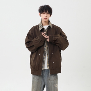 2025上新休闲痞帅工装翻领假二件夹克得物二开XZ301b-2-JK2589P78图片