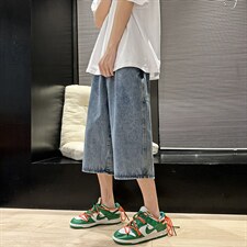 港风阔腿牛仔裤夏季新款韩版ins潮流宽松休闲七分裤男K3110-P35，男装牛仔裤，星座512-2