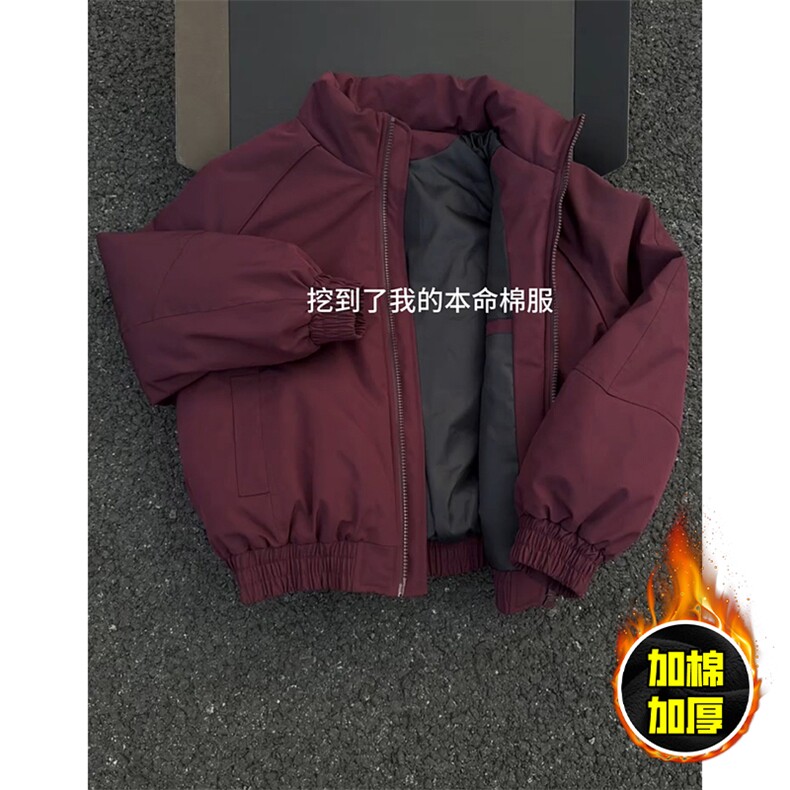 现货美式高街休闲棉衣夹克三防立领纯色户外工装加厚棉服外套,男装夹克,电商A486