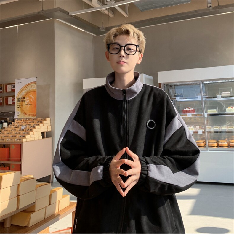 精品做工抖音质量2025秋冬新款麂皮绒双拼色夹克外套A58-6031-P85,男装夹克,电商A158