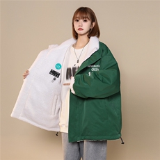 中性22冬季新款字母印花两面穿摇粒绒立领棉衣外套MY227P135控168，男装棉衣，A247A